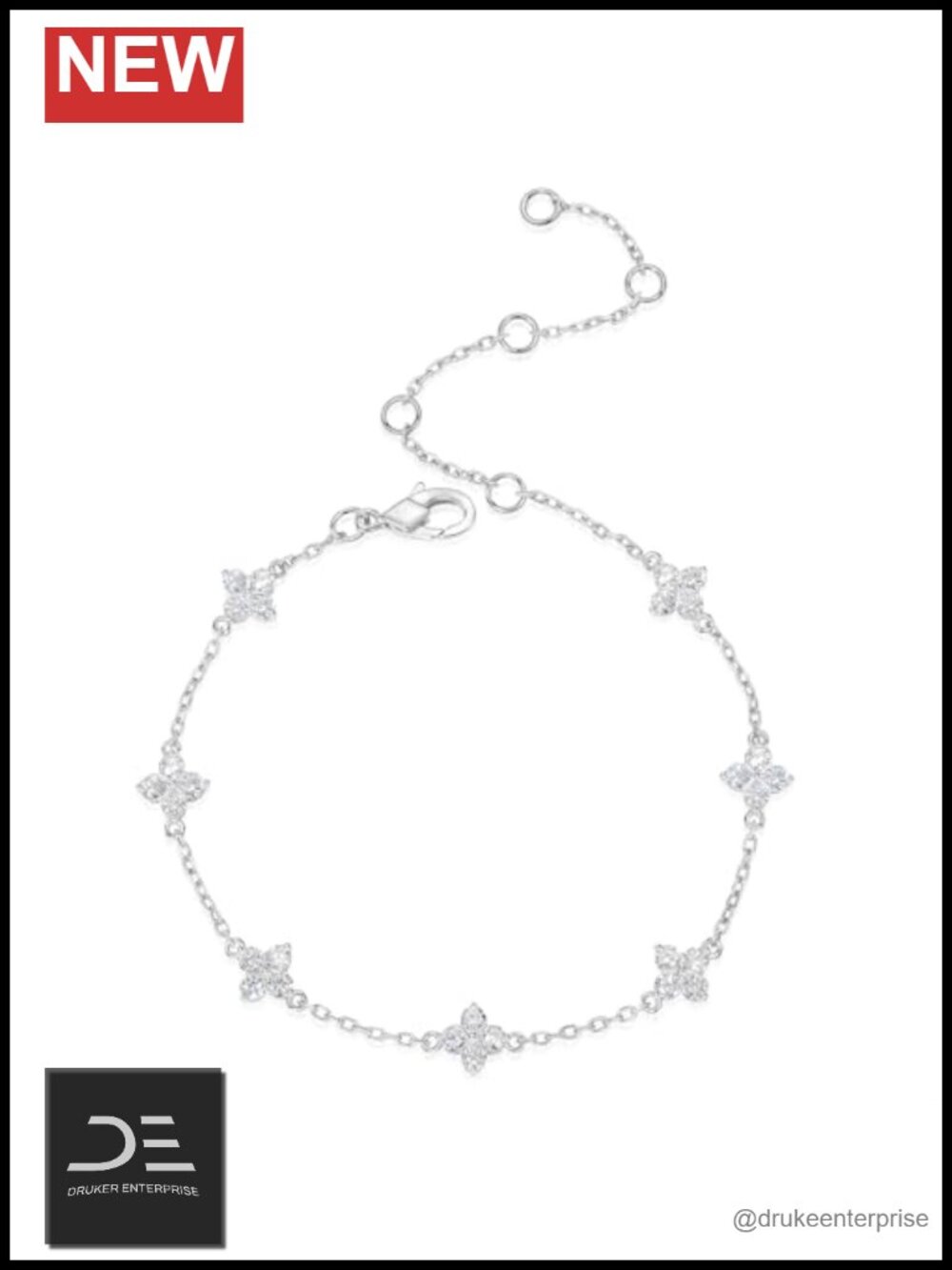Lab Grown Diamond Bracelet 1.4 CT 18K Gold over Sterling Silver Four Leaf Clover